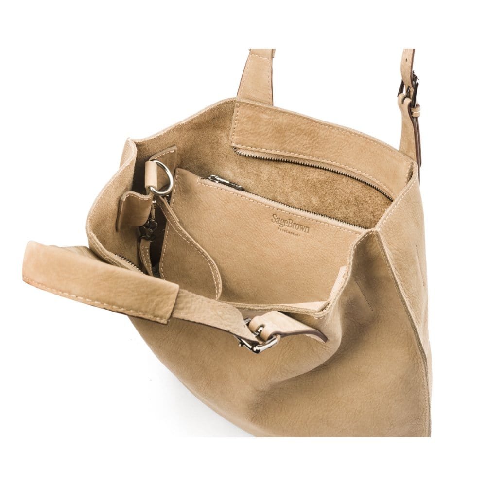 Megan Nubuck Hobo Handbag - Ivory