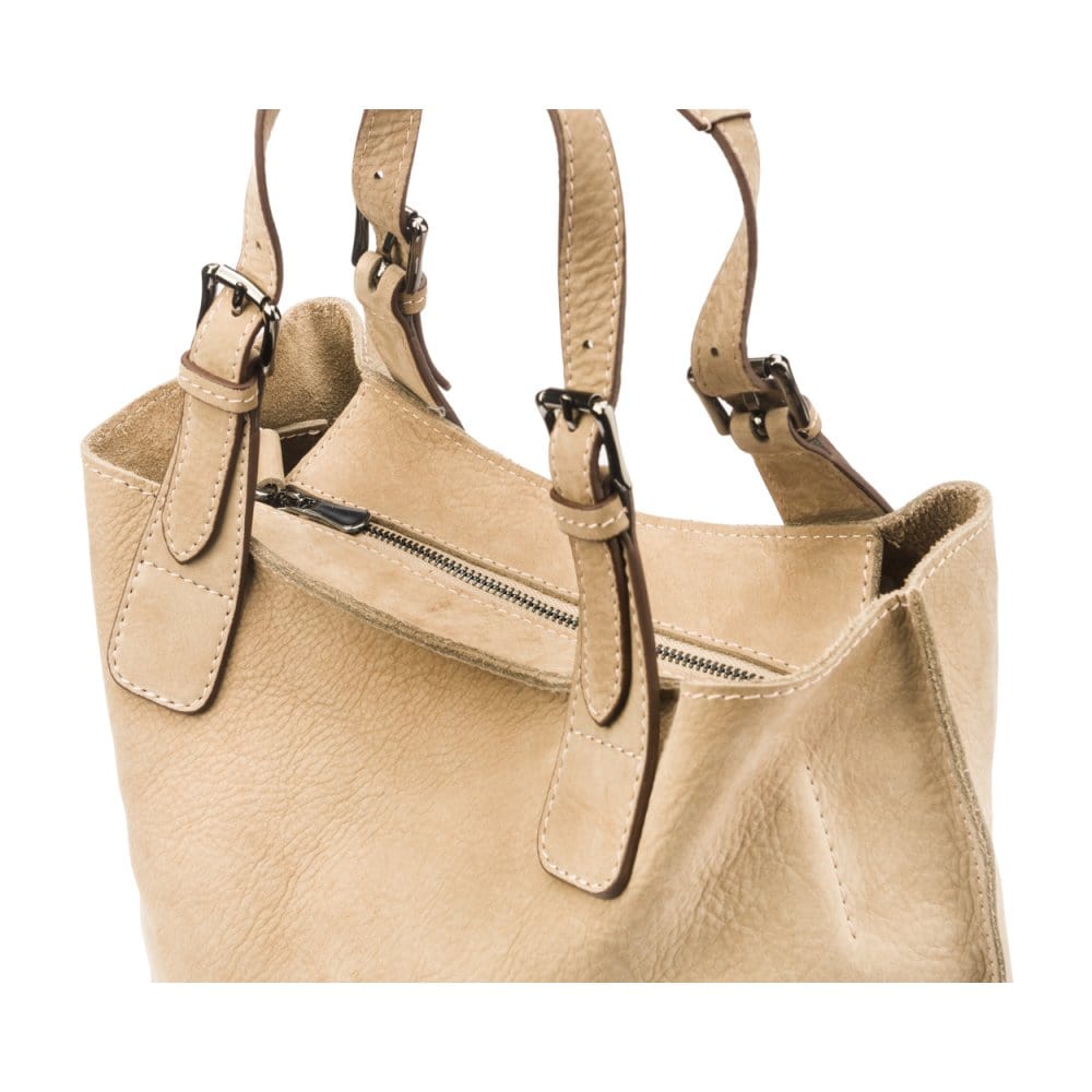 Megan Nubuck Hobo Handbag - Ivory