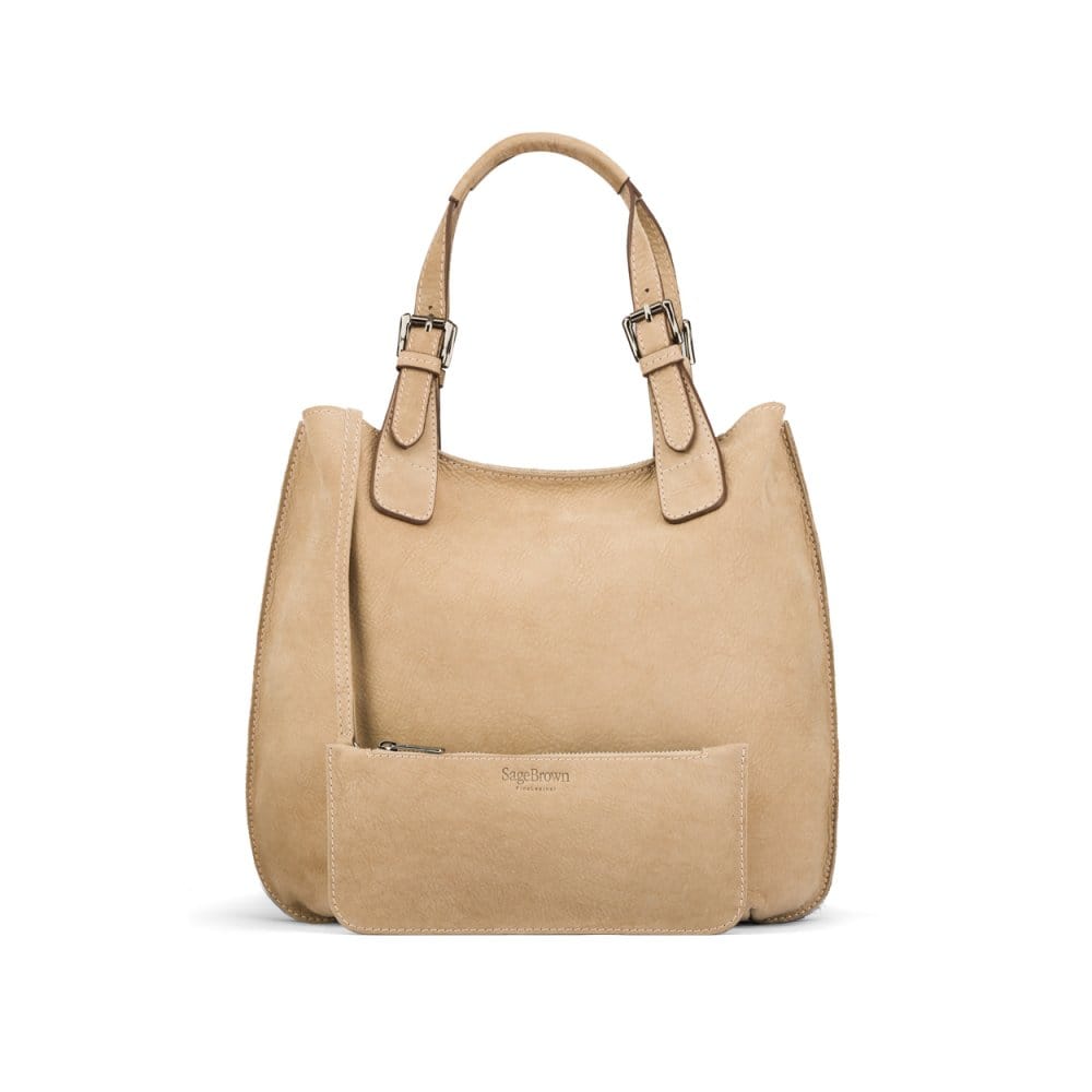 Megan Nubuck Hobo Handbag - Ivory