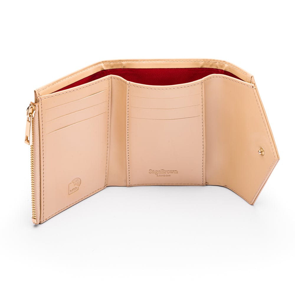 RFID blocking leather envelope purse, ivory, inside