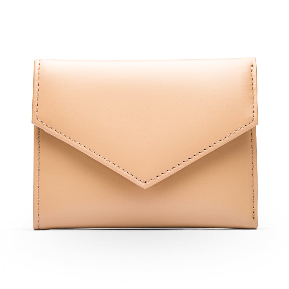 RFID blocking leather envelope purse, ivory, front