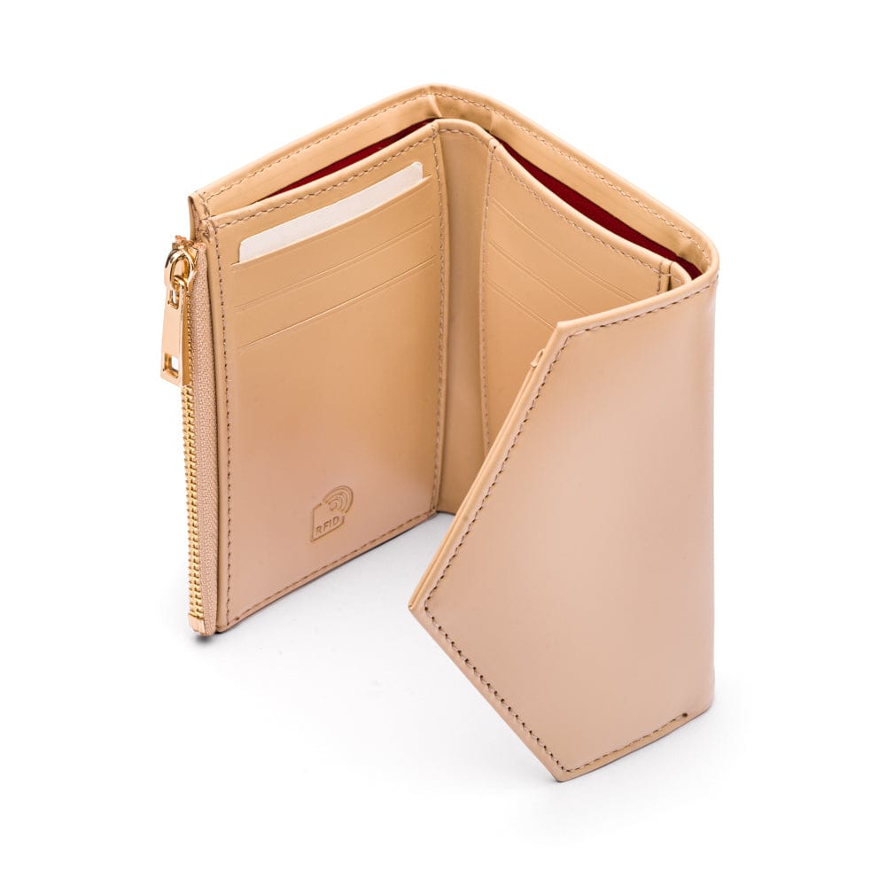 RFID blocking leather envelope purse, ivory, interior