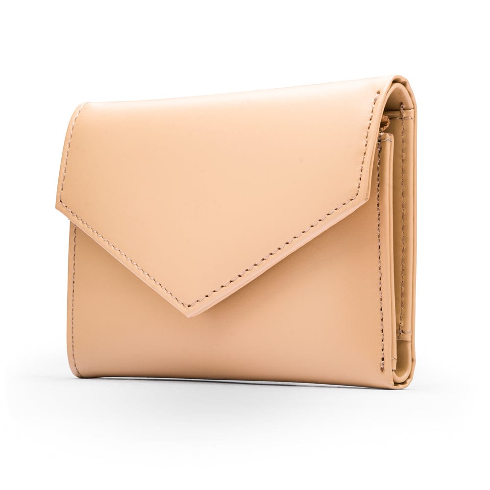 RFID blocking leather envelope purse, ivory, side