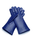 Cashmere lined leather gloves ladies, cobalt