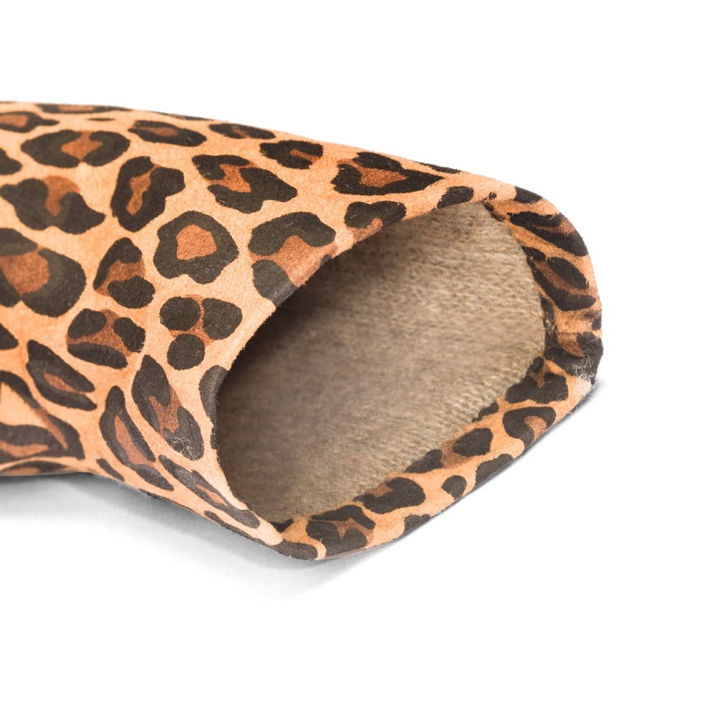 Cashmere lined leather gloves ladies, leopard, inside