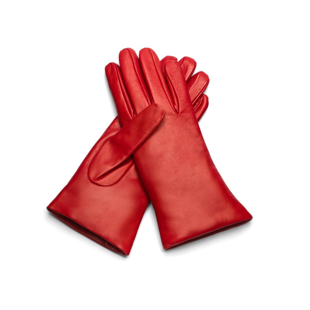 Cashmere lined leather gloves ladies, red
