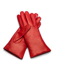 Cashmere lined leather gloves ladies, red