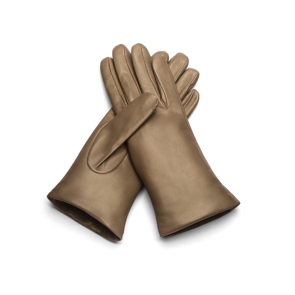 Cashmere lined leather gloves ladies, taupe