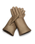 Cashmere lined leather gloves ladies, taupe