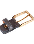 Leather belt with 2 buckles, grey, gold buckle