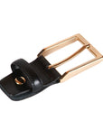 Leather belt with gold buckle, black, gold buckle