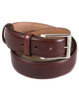 Leather belt with silver buckle, brown