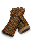 Cashmere lined leather gloves ladies, leopard