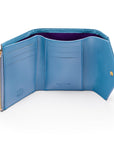 RFID blocking leather envelope purse, blue, inside