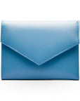 RFID blocking leather envelope purse, blue, front