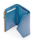 RFID blocking leather envelope purse, blue, interior