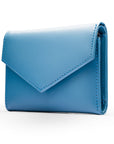 RFID blocking leather envelope purse, blue, side