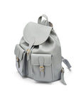 Leather backpack with pockets, grey, side