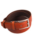 Men's leather skinny belt, havana tan