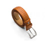 Woven leather belt for men, light tan