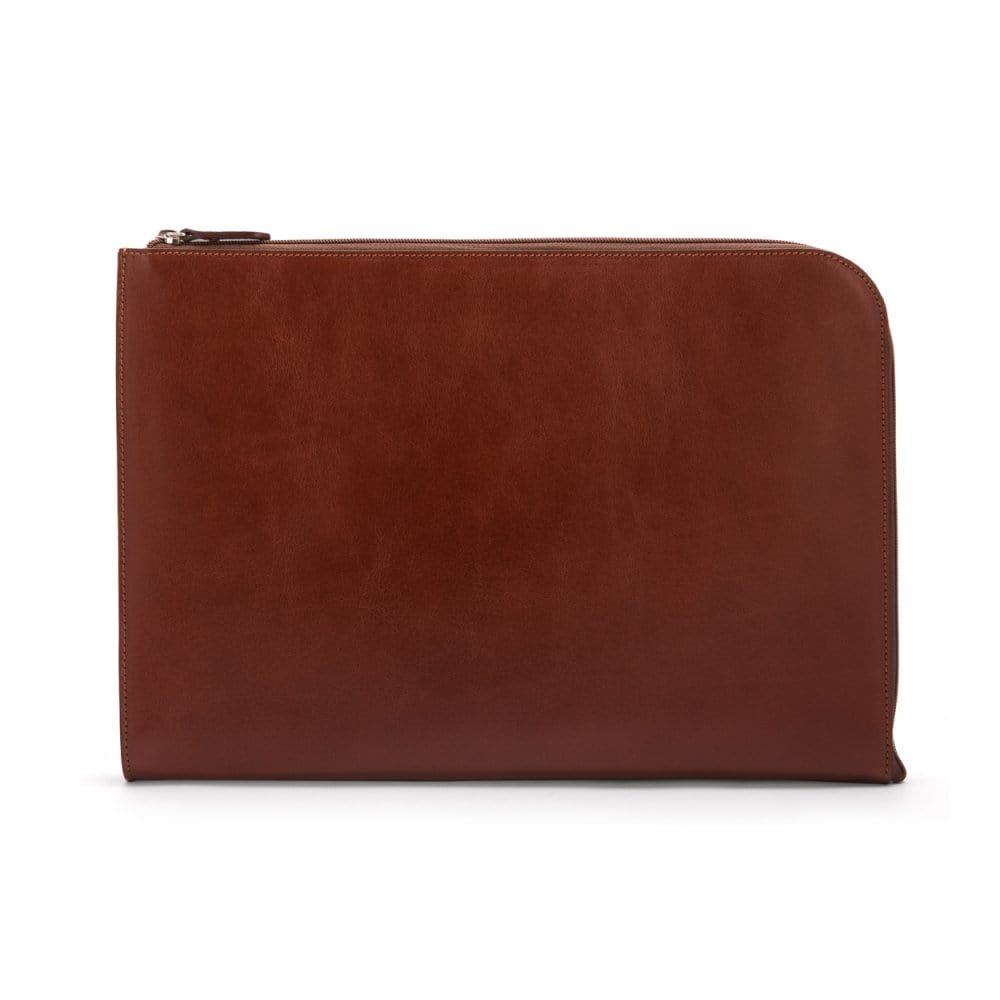 A4 zip around leather folder, light tan, front