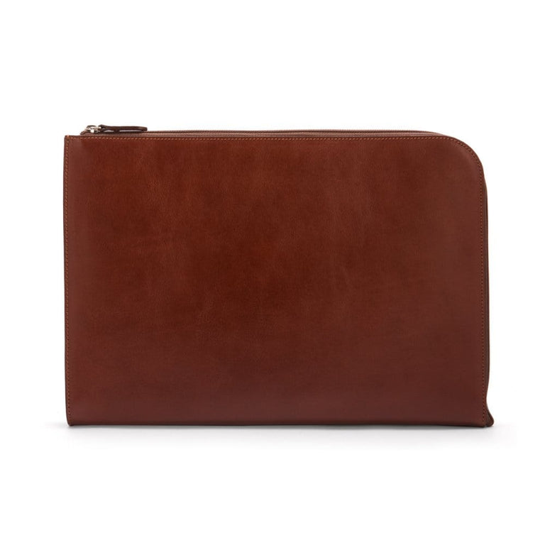 Leather A4 Portfolio With Zip, Light Tan | Document Folders | SageBrown