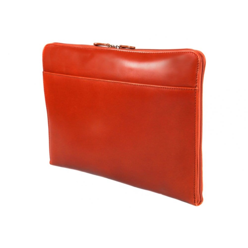 Leather A4 document case, havana tan, front