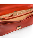 Leather trolley sleeve briefcase, light tan, inside