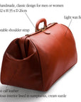 Large leather Gladstone holdall, light tan, features