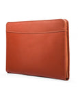 Leather A4 zip around document folder, light tan, side