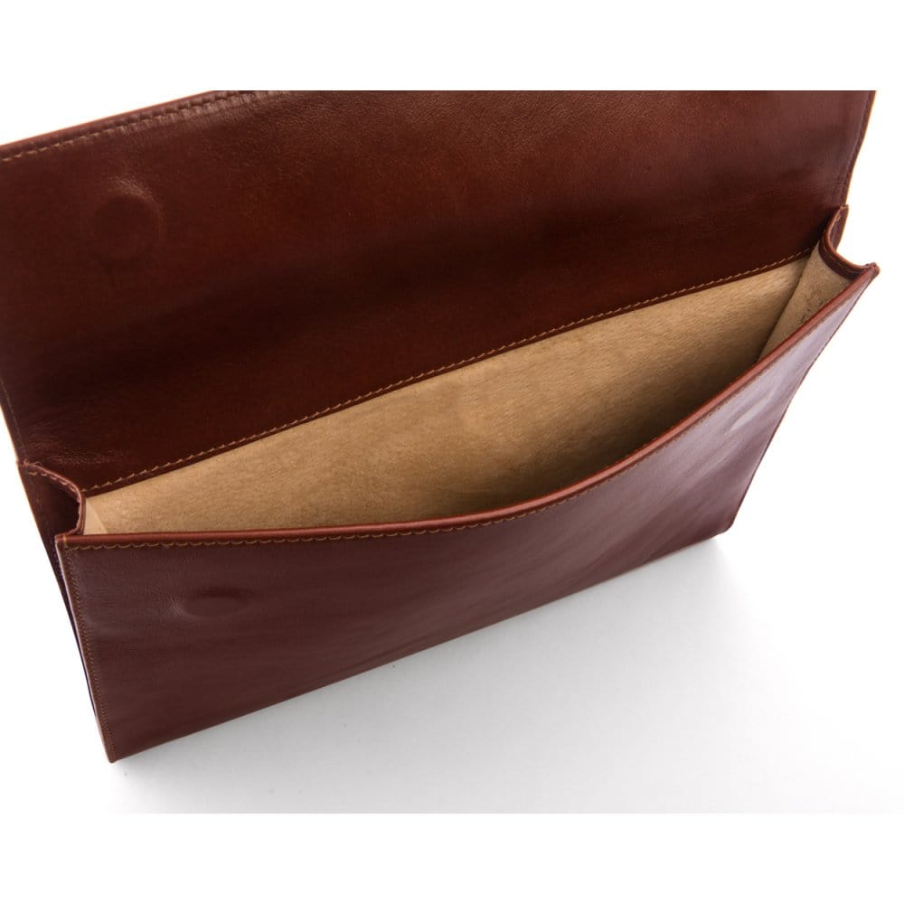 Leather envelope folder, light tan, inside
