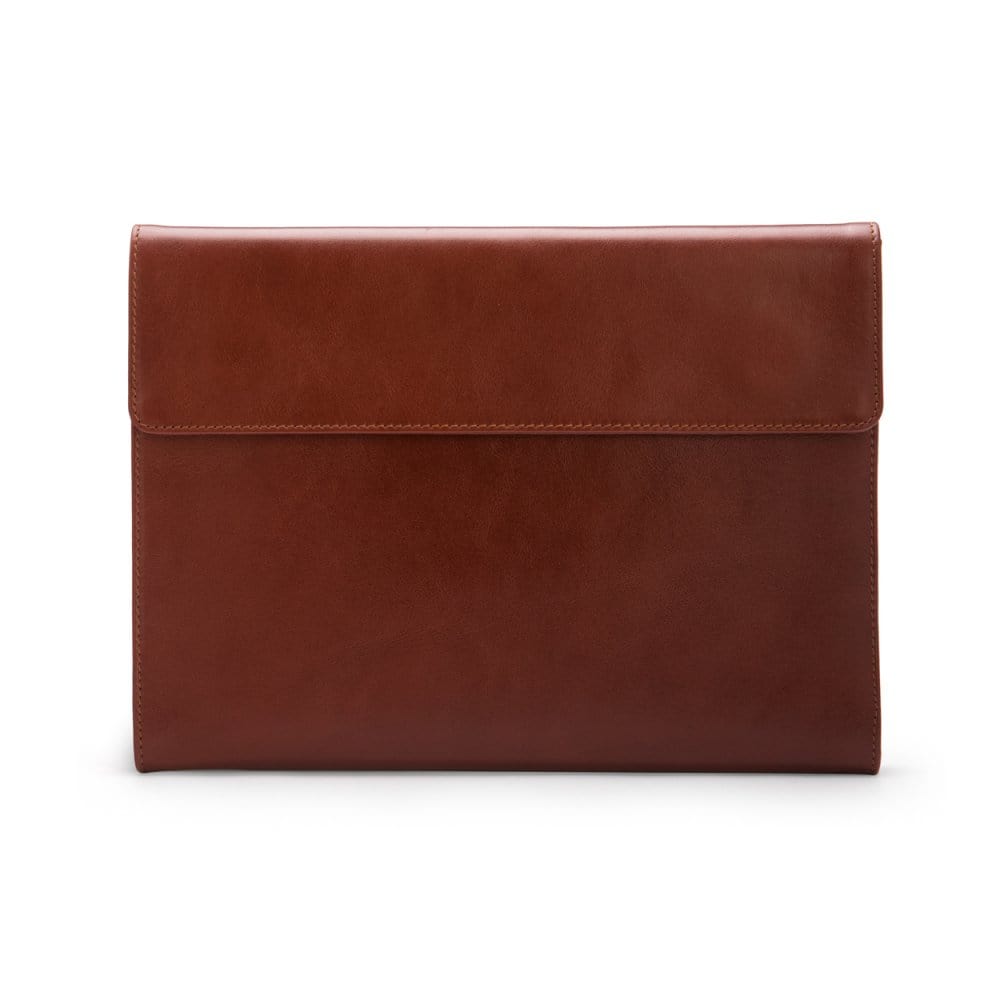 Leather envelope folder, light tan, front view