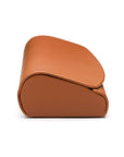 Leather hard shell glasses case, light tan, side