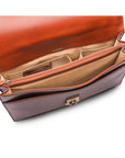 Leather briefcase with brass lock, Harvard, light tan, inside