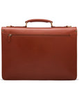 Leather briefcase with brass lock, Harvard, light tan, back