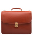 Light Tan Leather Hatton Briefcase With Solid Brass Lock