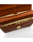 Light Tan Leather Hatton Briefcase With Solid Brass Lock