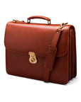 Light Tan Leather Hatton Briefcase With Solid Brass Lock