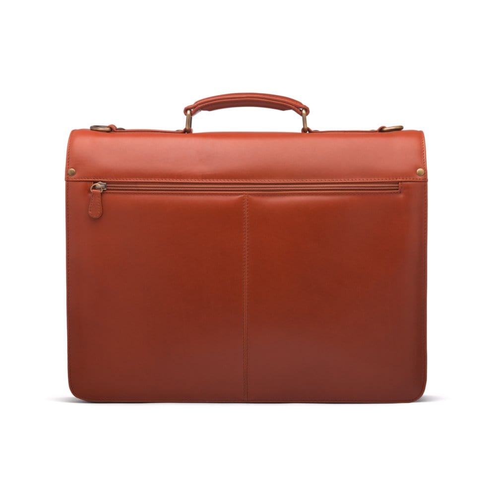 Light Tan Leather Hatton Briefcase With Solid Brass Lock