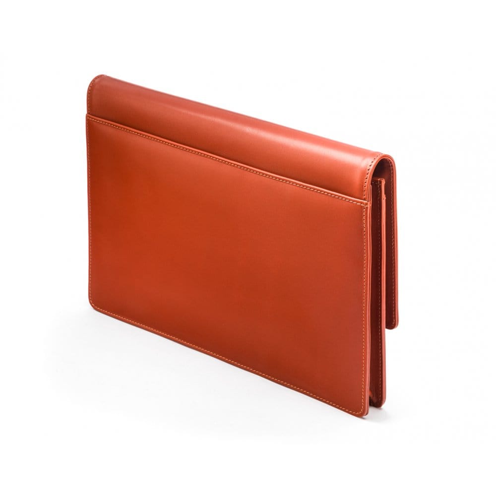 Small leather A4 portfolio case, light tan, back