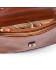 Light Tan Leather Wall Street Briefcase With Combination Lock