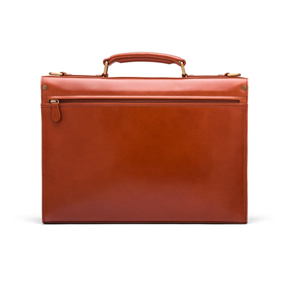 Light Tan Leather Wall Street Briefcase With Combination Lock