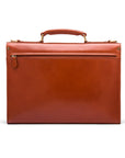 Light Tan Leather Wall Street Briefcase With Combination Lock