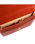 Slim leather briefcase, light tan, inside