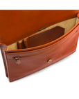 Small leather briefcase, light tan, inside