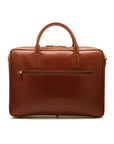 Leather laptop bag, light tan, 17 inch, back