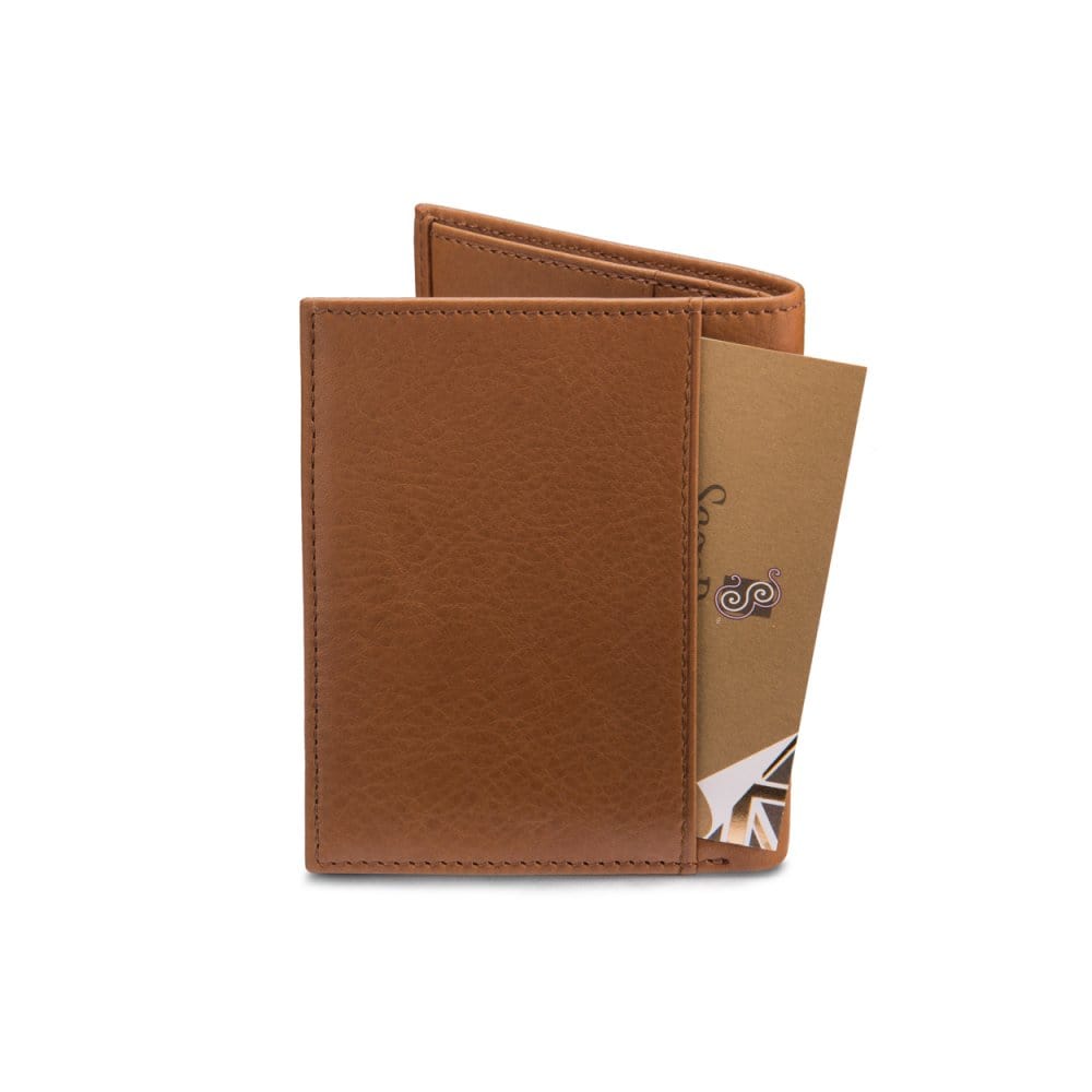 RFID leather wallet with 4 CC, light tan, back