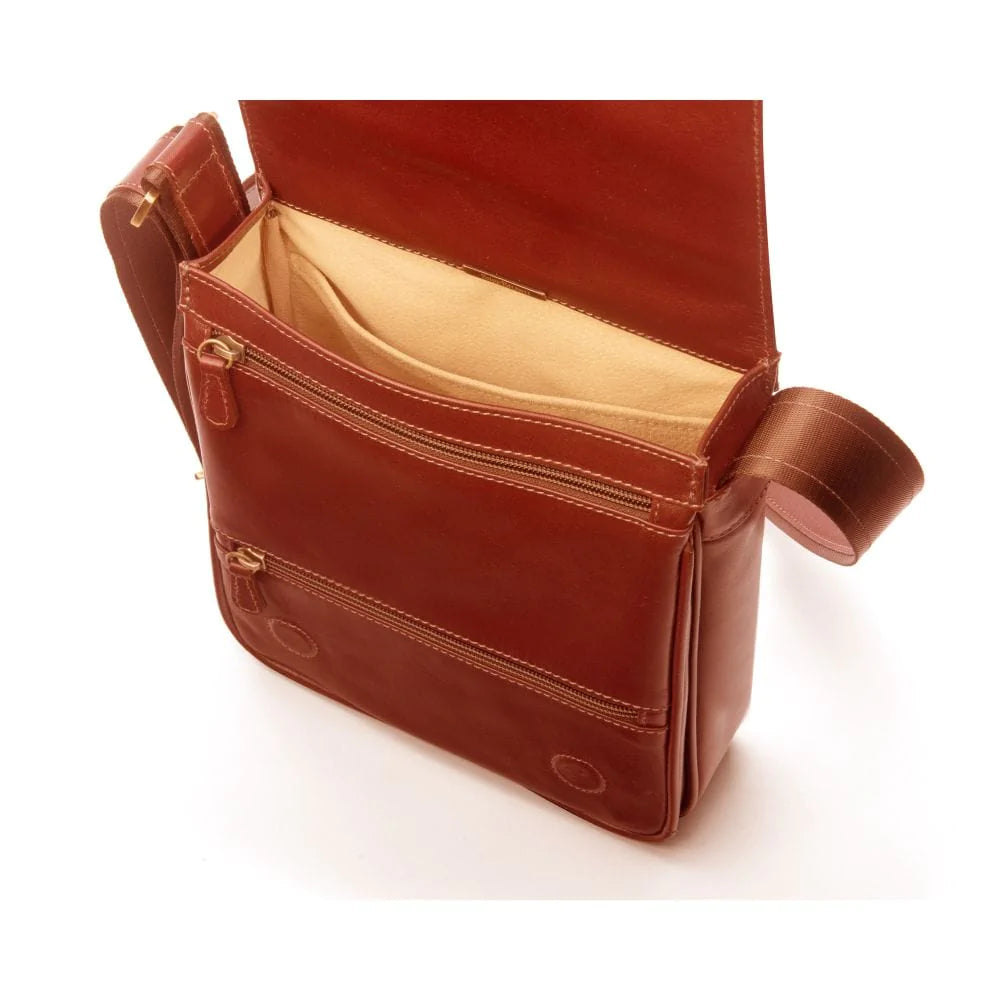 Small Leather Messenger Bag - Light Tan
