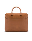 Leather 15" laptop briefcase, light tan, front