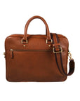 Leather 15" laptop briefcase, light tan, back